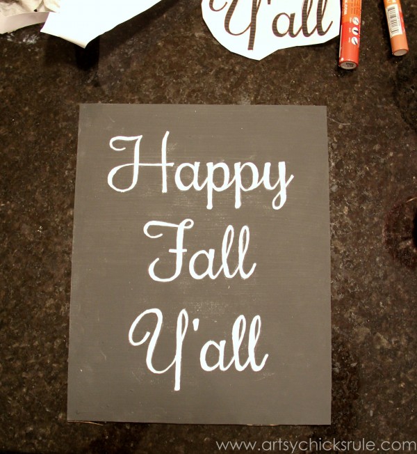 Happy Fall Yall - Chalkboard Art Tutorial - Chalk Pen -artsychicksrule.com #chalkboard #art #sign #falldecor