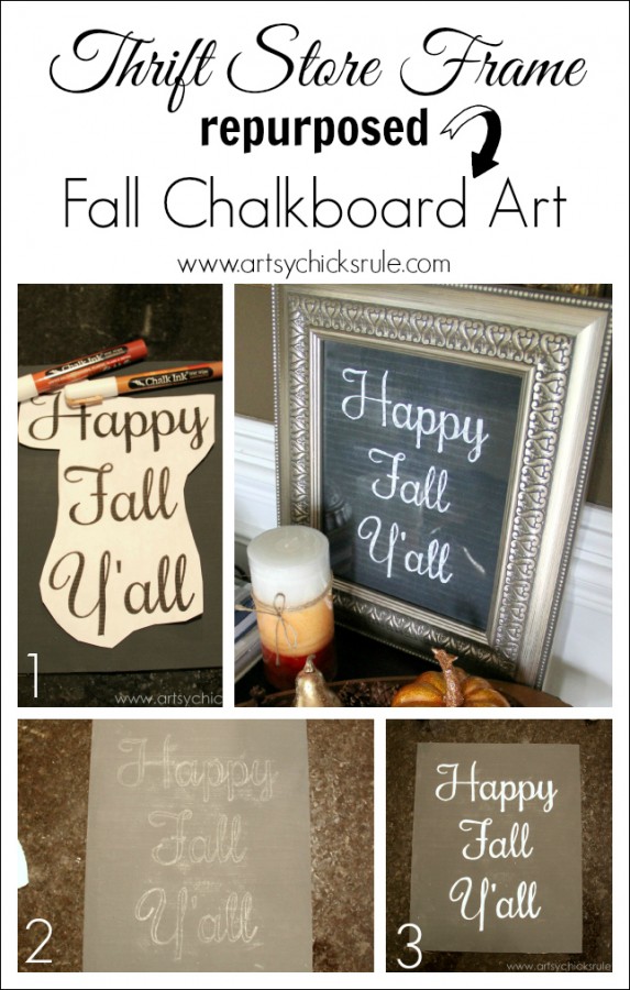 Happy Fall Yall - Chalkboard Art Tutorial - Steps -artsychicksrule.com #chalkboard #art #sign #falldecor