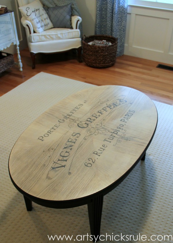 French Typography Coffee Table Makeover - Coffee Table - artsychicksrule.com #milkpaint #chalkpaint #french #typography