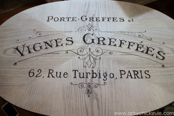 French Typography Table Makeover - Handpainted in - artsychicksrule.com #milkpaint #chalkpaint #french #typography