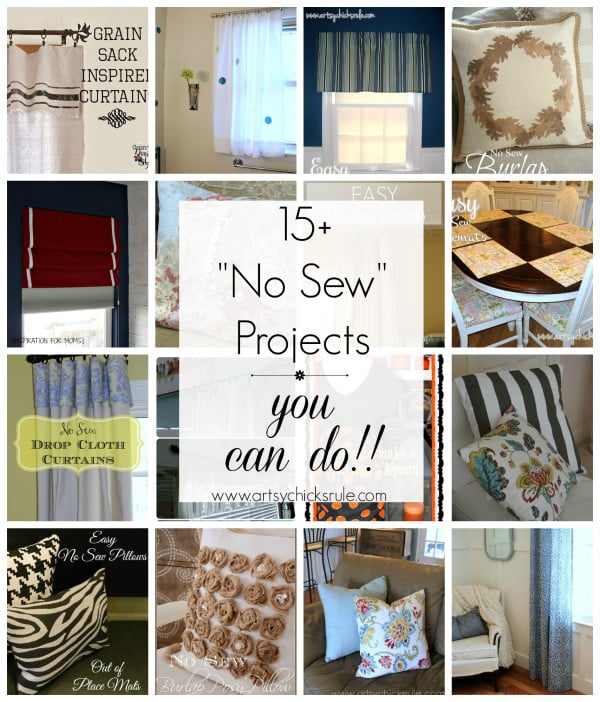 No Sew Projects - artsychicksrule.com #nosew #nosewcurtains #nosewpillows #nosewprojects