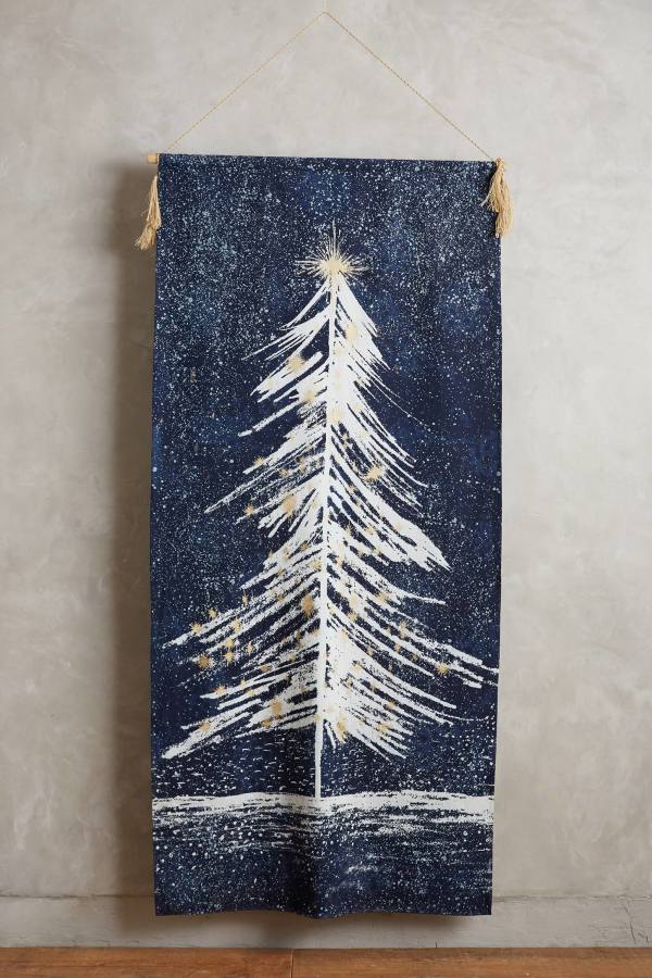 No-Sew DIY Christmas Tree Tapestry - Anthropologie Inspiredartsychicksrule.com #christmastapestry #christmaswallhanging