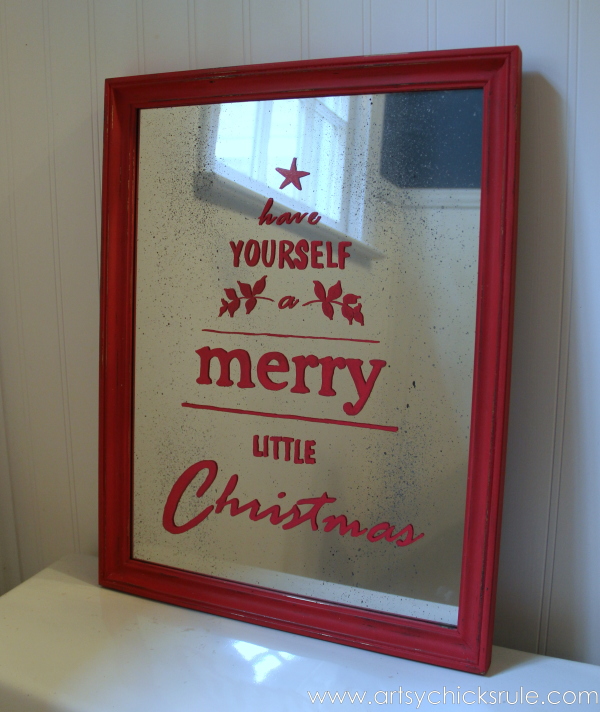 Antique Mirror Tutorial - Pottery Barn Inspired Christmas Sign - Complete - #potterybarn #Christmas #antiquemirror artsychicksrule.com