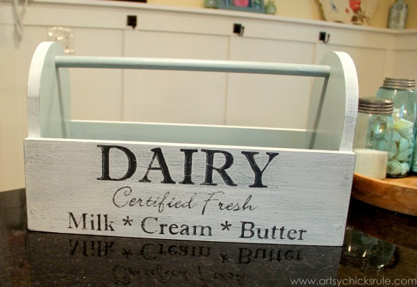 Dairy Box {Milk Paint Tool Box} - Distressed - artsychicksrule.com #toolbox #milkpaint #generalfinishes #dairybox