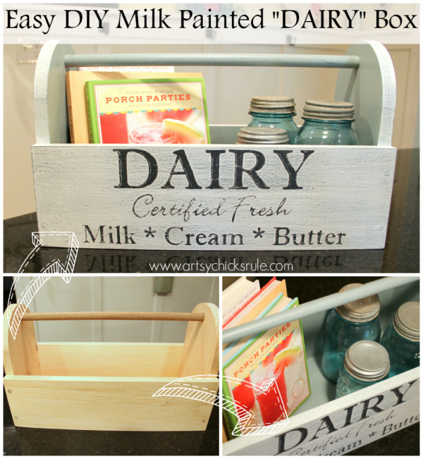 Dairy Box {Milk Paint Tool Box} - How to - artsychicksrule.com #toolbox #milkpaint #generalfinishes #dairybox