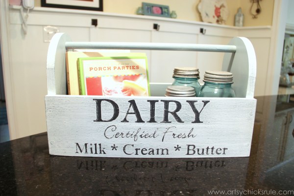Dairy Box {Milk Paint Tool Box} - Styled 1 - artsychicksrule.com #toolbox #milkpaint #generalfinishes #dairybox