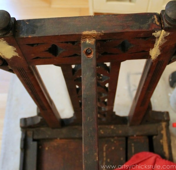 Distressed Old Carved Writing Desk Makeover with Chalk Paint artsychicksrule.com