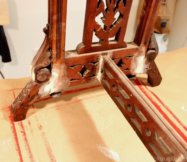 Distressed Old Carved Writing Desk Makeover with Chalk Paint artsychicksrule.com