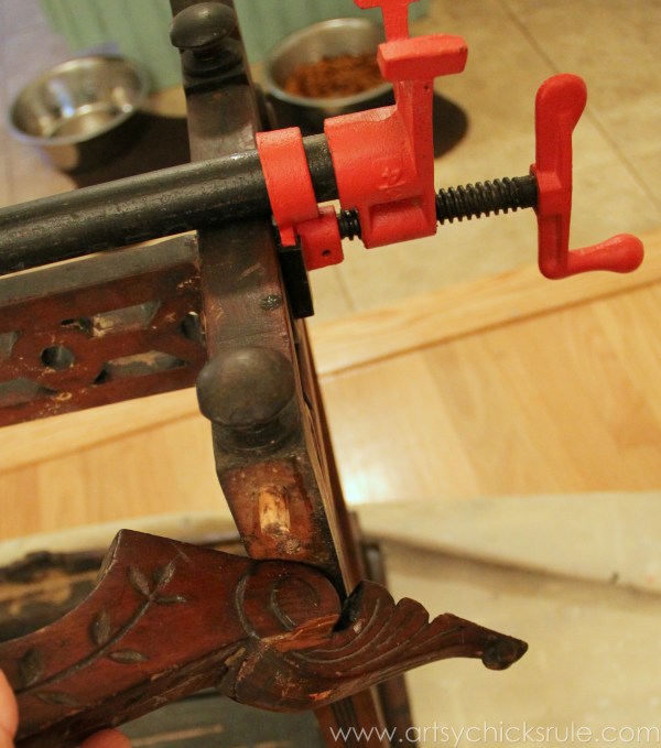 Distressed Old Carved Writing Desk Makeover with Chalk Paint artsychicksrule.com