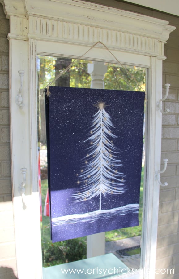 No-Sew DIY Christmas Tree Tapestry - Anthropologie Inspiredartsychicksrule.com #christmastapestry #christmaswallhanging