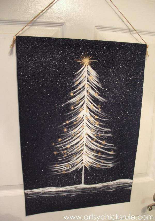 No-Sew DIY Christmas Tree Tapestry - Anthropologie Inspiredartsychicksrule.com #christmastapestry #christmaswallhanging