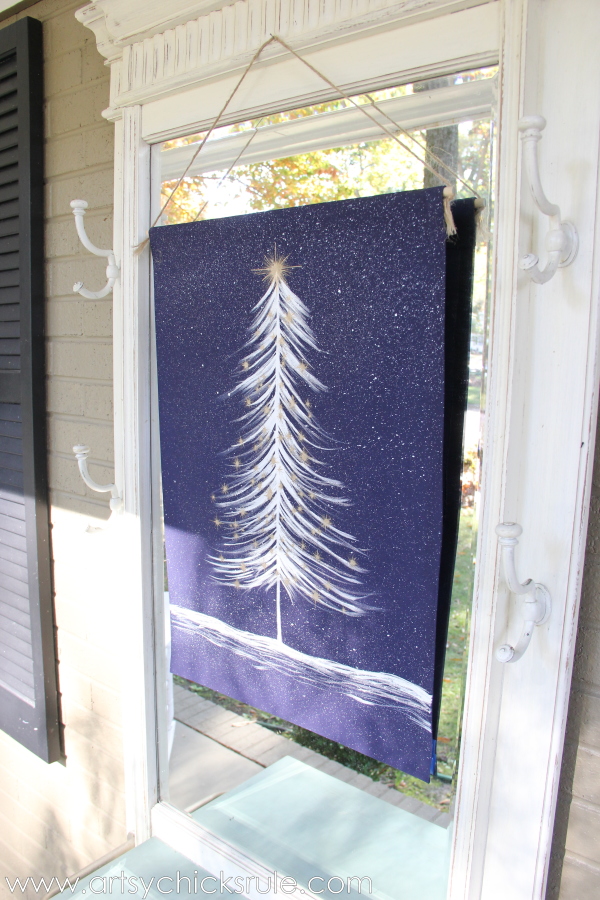 No-Sew DIY Christmas Tree Tapestry - Anthropologie Inspiredartsychicksrule.com #christmastapestry #christmaswallhanging