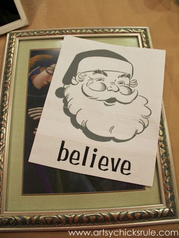 Santa - DIY Believe Sign - Print out and thrifty frame - #Santa #believe #Christmas #holidaydecor #santaclaus artsychicksrule.com