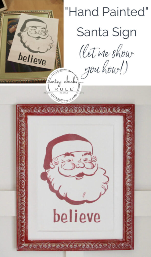 Santa Sign - DIY Believe Sign artsychicksrule.com #santasign 