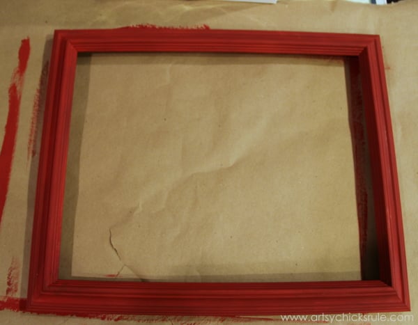 Easy, DIY Framed Ornament Wreath - thrifty frame painted red - Welcome Home Tour - #wreath #diy #ornamentwreath artsychicksrule.com