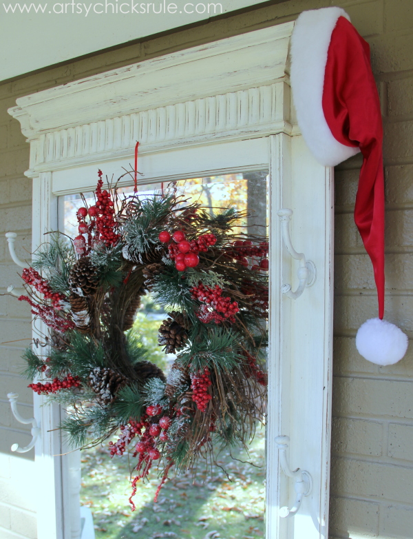 Easy, DIY Framed Ornament Wreath (and thrifty too!) artsychicksrule.com #Christmaswreath #holidaywreathideas