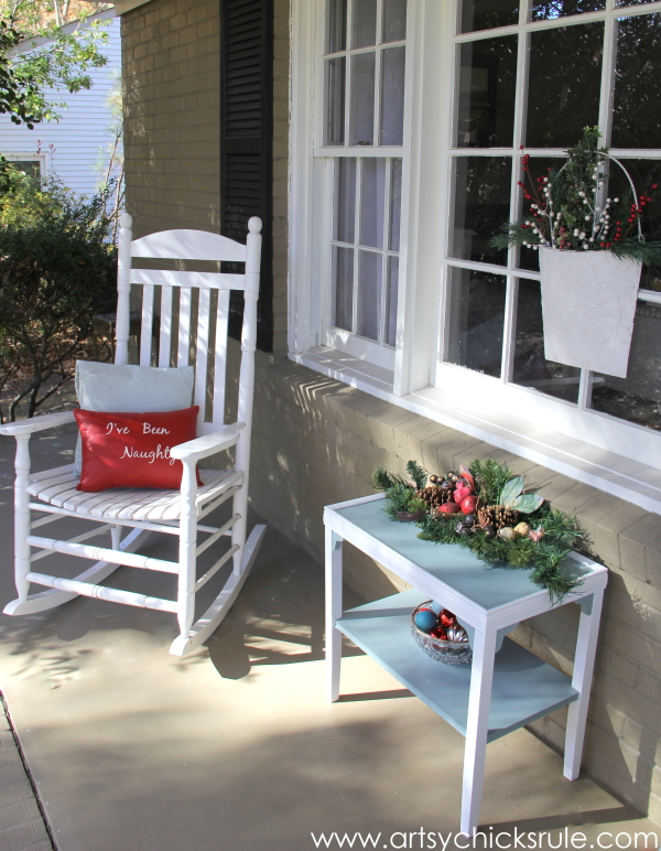 Holiday Front Porch - Welcome Home Tour - #wreath #diy #porch #ornamentwreath artsychicksrule.com