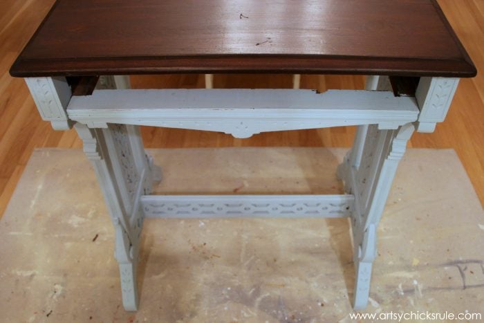 Distressed Old Carved Writing Desk Makeover with Chalk Paint artsychicksrule.com