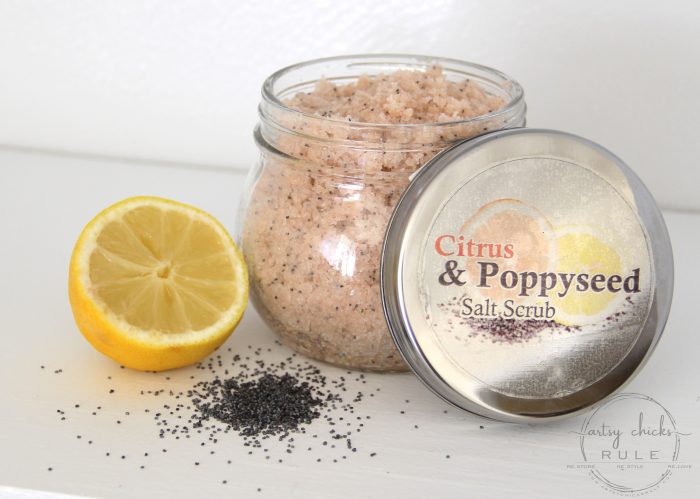 2 Decadent (and simple!!) DIY Salt Scrub Recipes! (you can do!! ) artsychicksrule.com #saltscrubs #diysaltscrub #saltscrubrecipe