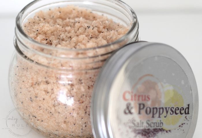 2 Decadent (and simple!!) DIY Salt Scrub Recipes! (you can do!! ) artsychicksrule.com #saltscrubs #diysaltscrub #saltscrubrecipe 