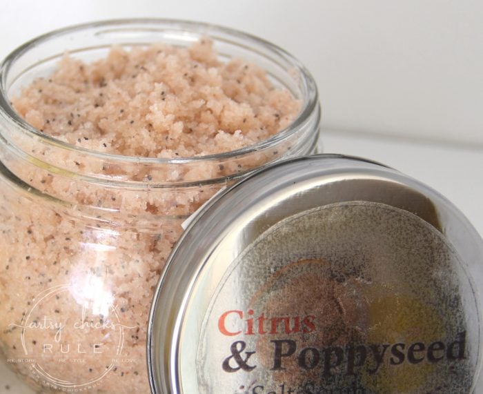 2 Decadent (and simple!!) DIY Salt Scrub Recipes! (you can do!! ) artsychicksrule.com #saltscrubs #diysaltscrub #saltscrubrecipe