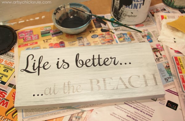 Life is Better at the Beach - DIY Sign - hand painting in - #sign #beach #lifeisbetter artsychicksrule.com