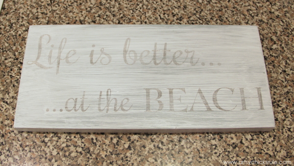 Life is Better at the Beach - DIY Sign - transferred graphics - #sign #beach #lifeisbetter artsychicksrule.com