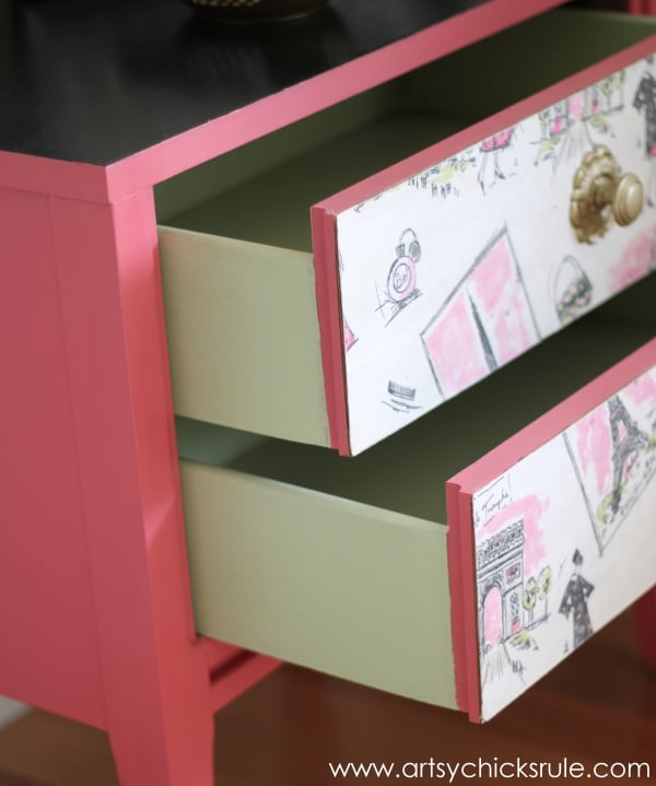 "Pretty in Pink" Parisian Night Stand Makeover with Chalk Paint - artsychicksrule.com