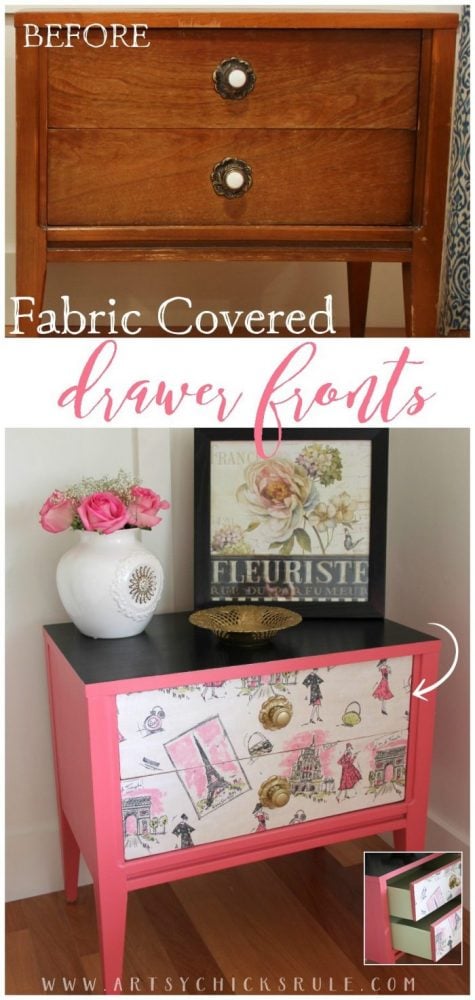 "Pretty in Pink" Parisian Night Stand Makeover with Chalk Paint - artsychicksrule.com