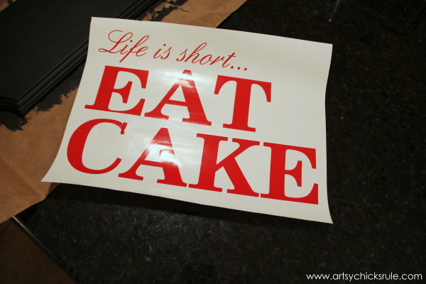 Life is Short, EAT CAKE - Lettering from Cameo - #eatcake #cake #sign #cameo #sillhouette #diytutorial artsychicksrule.com