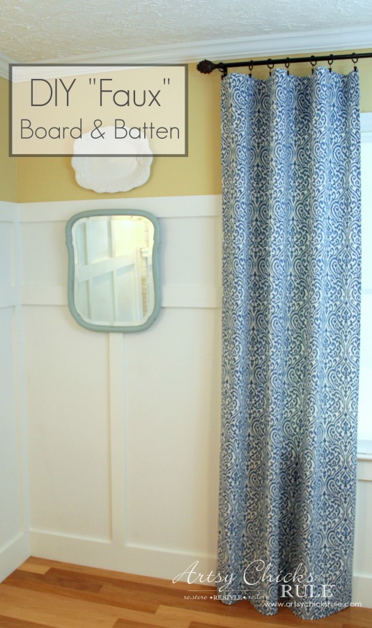 DIY Faux Board and Batten - Front Corner - #diy #boardandbatten artsychicksrule.com