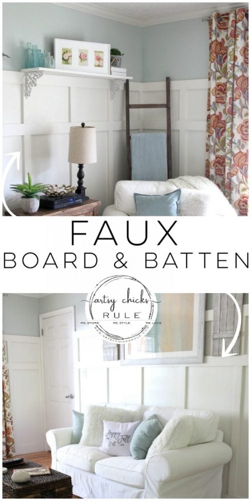 SO simple! DIY Faux Board and Batten - learn how to easily add this wall treatment to your home! artsychicksrule.com