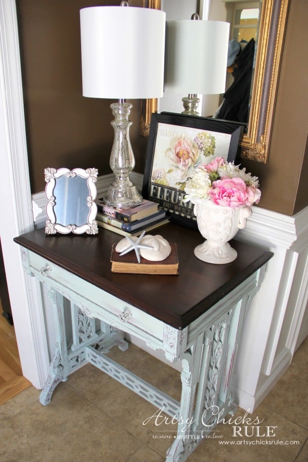 Decor Challenge - Shop Your Home Part 3 - French Coastal Foyer - #shopyourhome #homedecor #thriftydecor #thrifty artsychicksrule.com