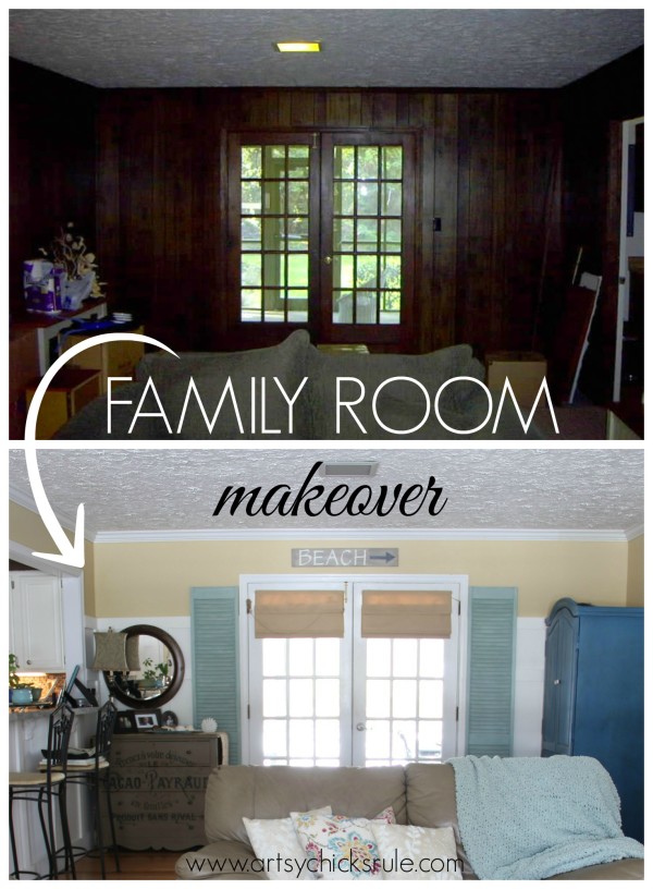 Family Room French Doors Before and After