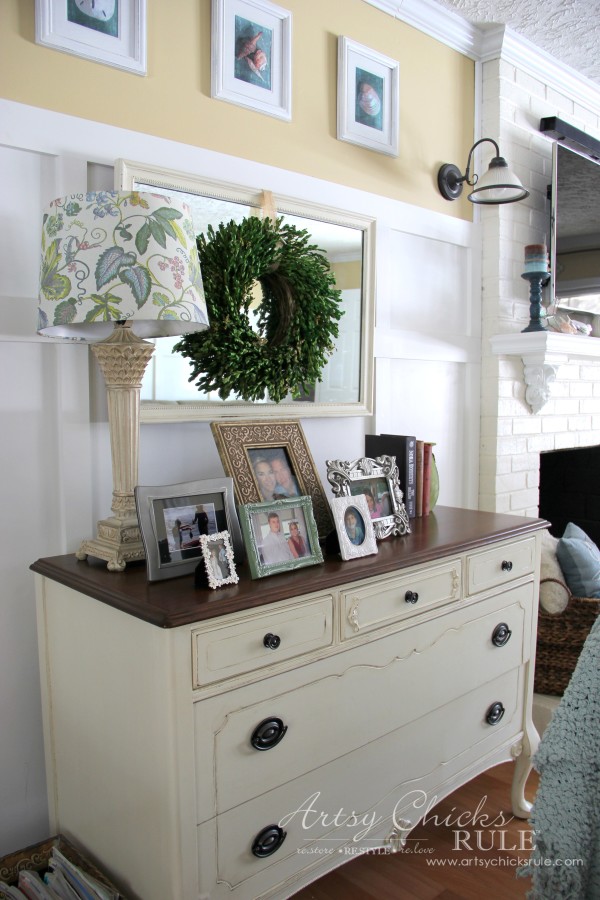 Family Room Makeover - Antique Dresser - #makeover #diy #roommakeover #artsychicksrule artsychicksrule.com