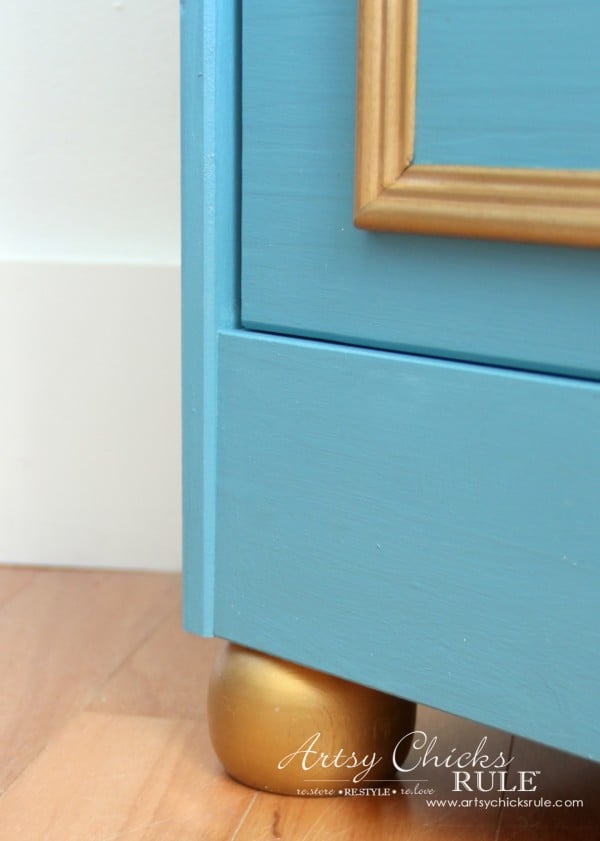 IKEA Rast Hack - Blue and Gold Chest - Hickory Hardware - Ball Feet - #ad #ikeahack #hickoryhardware #artsychicksrule