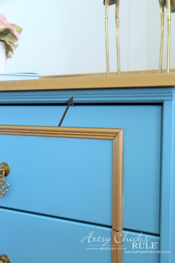 IKEA Rast Hack - Blue and Gold Chest - Hickory Hardware - Detail Trim #ad #ikeahack #hickoryhardware #artsychicksrule