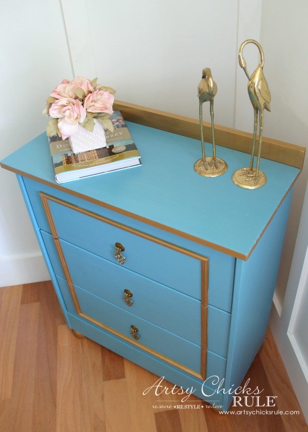 IKEA Rast Hack - Blue and Gold Chest - Hickory Hardware - New Top and Back - #ad #ikeahack #hickoryhardware #artsychicksrule