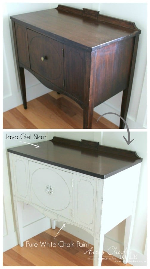 Sideboard Makeover with Java Gel and Chalk Paint - Before and After 1 - #javagel #chalkpaint #anniesloan #makeover artsychicksrule.com
