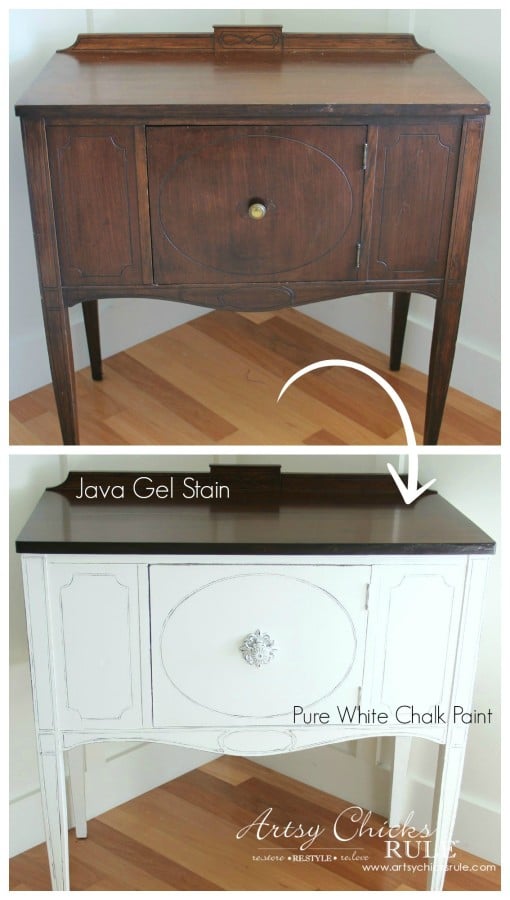 Sideboard Makeover with Java Gel and Chalk Paint - Before and After 2- #javagel #chalkpaint #anniesloan #makeover artsychicksrule.com