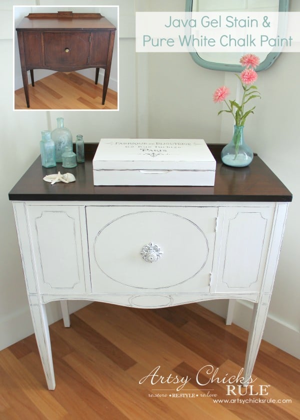 Sideboard Makeover with CHALK PAINT and my favorite top coat! - artsychicksrule.com #sideboardmakeover #paintedfurniture #chalkpaintedfurniture #chalkpaint #aubussonblue #javagel