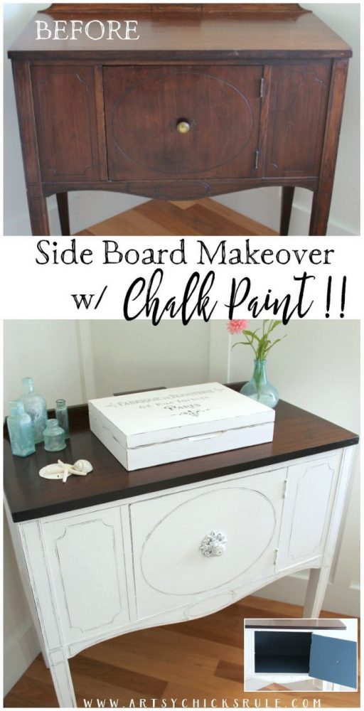 Sideboard Makeover with CHALK PAINT and my favorite top coat! - artsychicksrule.com #sideboardmakeover #paintedfurniture #chalkpaintedfurniture #chalkpaint #aubussonblue #javagel
