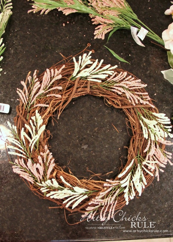 Simple DIY Spring Wreath - Adding Sprigs Around Wreath - #spring #wreath #springwreath artsychicksrule.com