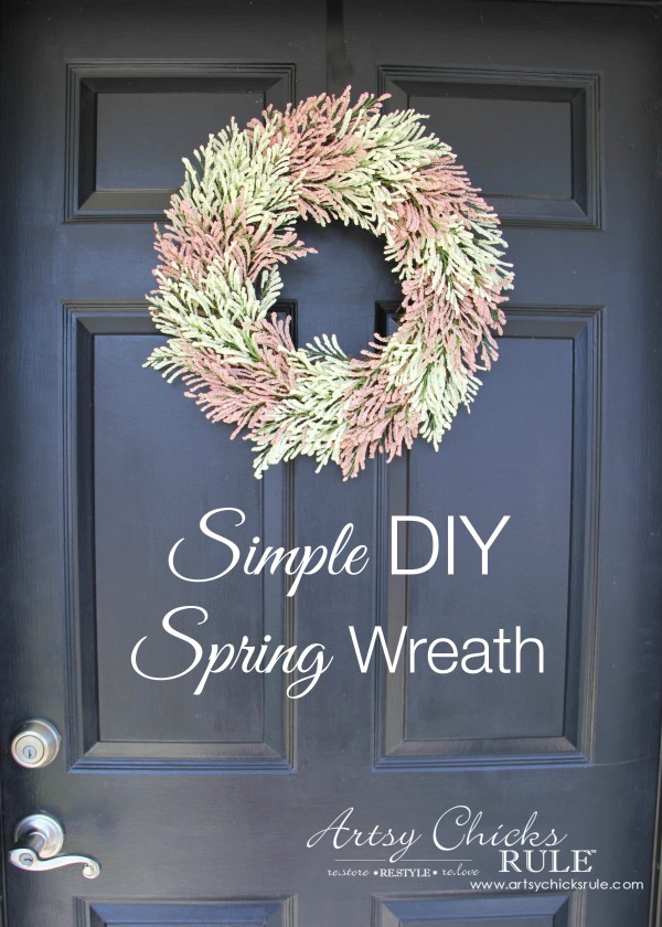 Simple DIY Spring Wreath - On Front Door - #spring #wreath #springwreath artsychicksrule.com