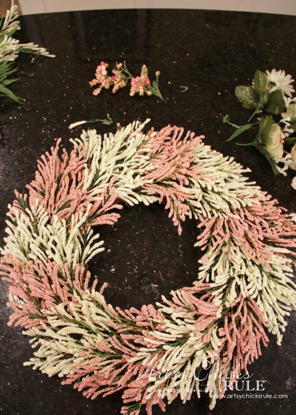 Simple DIY Spring Wreath - Pink and White for Spring - #spring #wreath #springwreath artsychicksrule.com