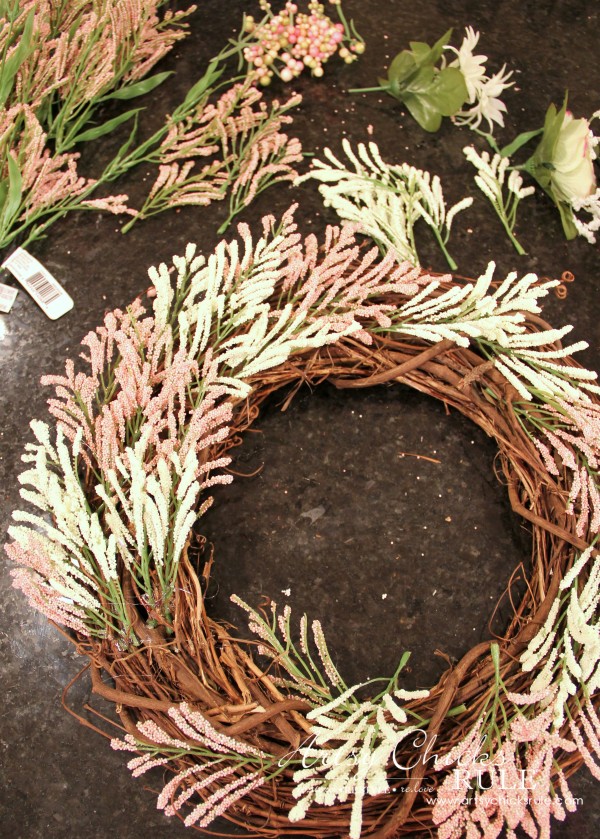 Simple DIY Spring Wreath - filling in all areas - #spring #wreath #springwreath artsychicksrule.com