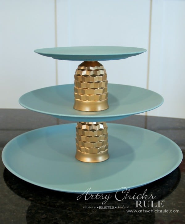 Thrifty Makeovers - Swap It Challenge - Thrifty Three Tiered Tray - Artsy Chicks Rule