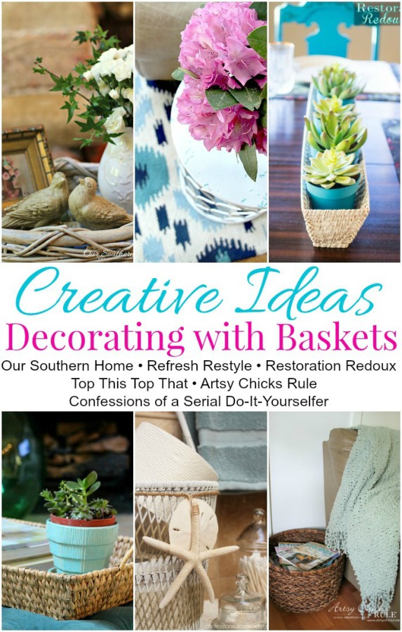 Decorating with Baskets - Functional and Decorative! - artsychicksrule.com #baskets #homedecor