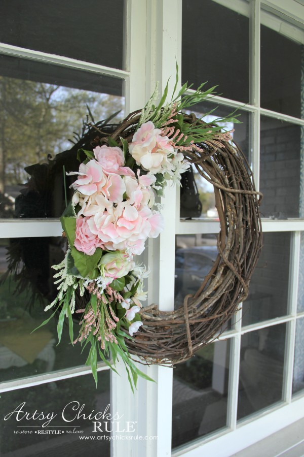 Easy DIY Floral Wreath - Hang on windows #wreath artsychicksrule.com