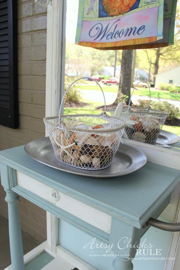 Home Treasure Swap with Porch - nautcial basket - artsychicksrule.com #homedecor #thrifty